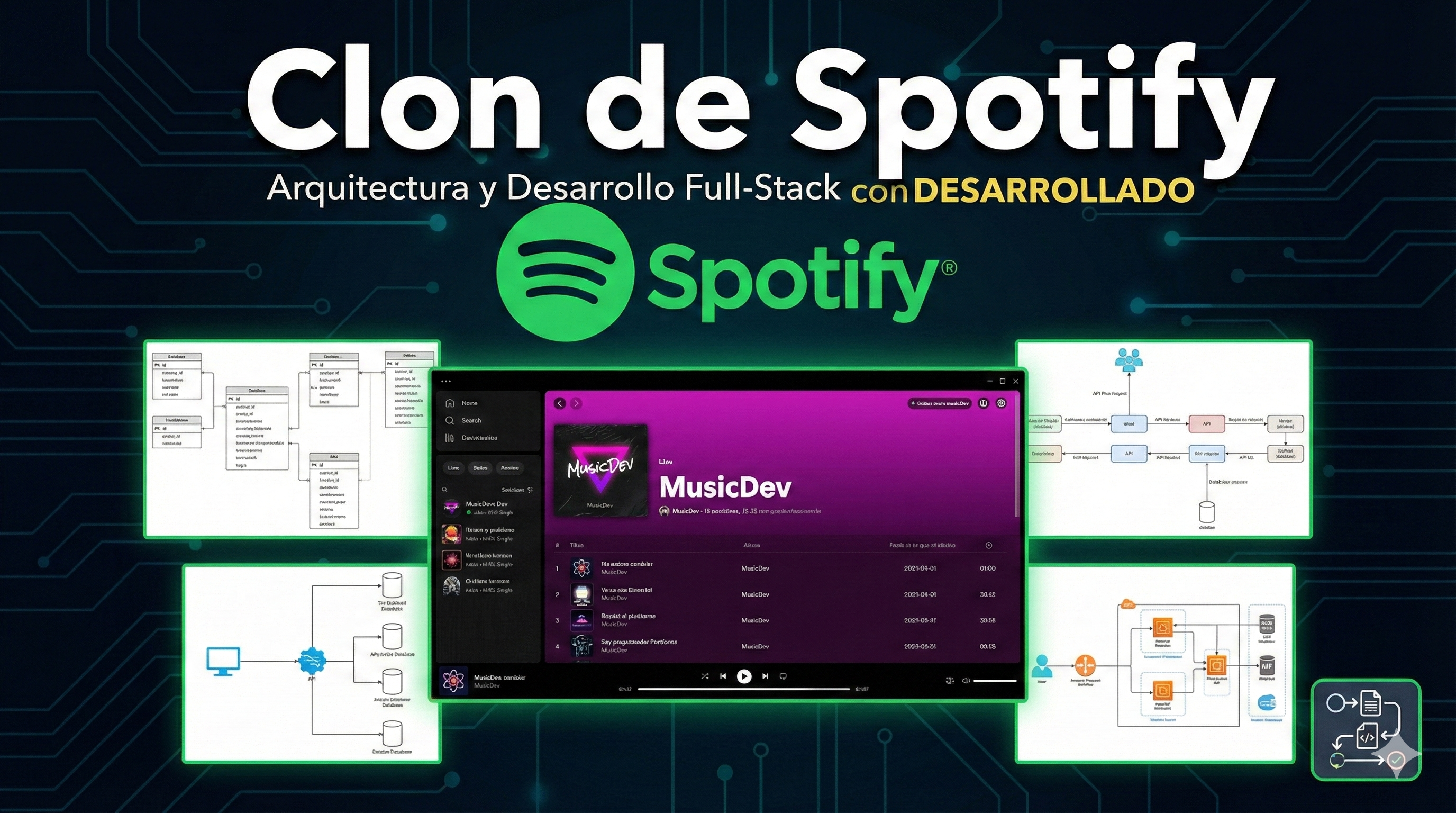 Captura de pantalla del clon de Spotify